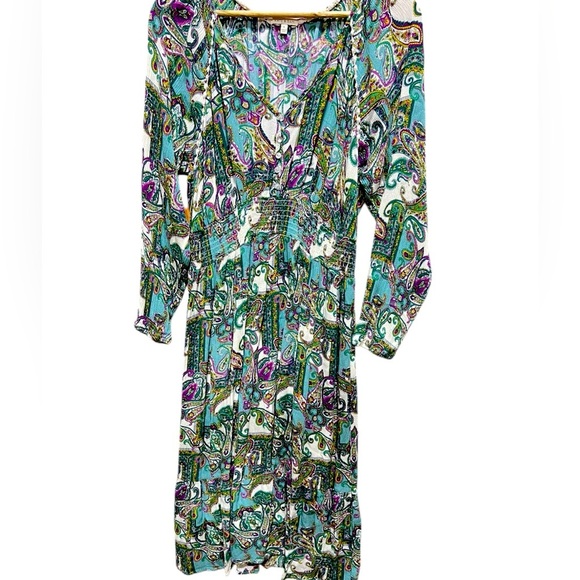 kate & sam Dresses & Skirts - Kate and Sam Size L Boho Cottagecore Fairy Flowy Smocked Paisley Midi Dress
